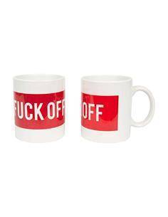 FISURA Taza Porcelana Diseño Fuck Off Blanca Roja