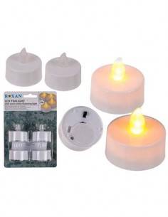 ROXAN Pack de 4 Velas Con Luz Led Blanca Calida Parpadeante 4Cm