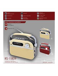 SAMI Radio Portatil AM/FM/SW RS-11809 Retro Bluetooth,Micro Sd,Usb,Aux In Diseño Madera Beig