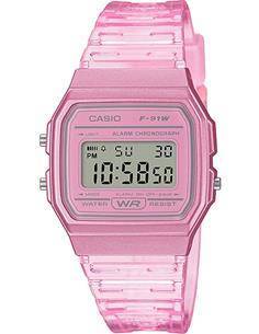 CASIO COLECCION F-91WS-4EF Reloj Digital Rosa,Cronometro,Alarma,Calendario, Correa Resina Resist agu