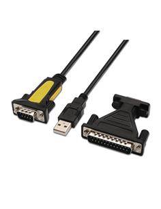 AiSENS Cable Conversor Usb a Serial RS232 9 Pines + Adaptador Paralelo DB25 A Serial 9 Pin hembra