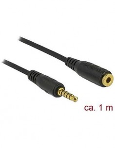 DELOCK Cable Extensor Jack 3.5mm 5 Pines M/H 1Mtr Negro 85701