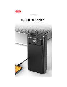 XO Bateria Externa 30000Mah, 4xUsb,1xTipo C, 1xMicro Usb,1xLightning,Linterna Led  Negro XO-PR123