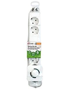 NIMO Regleta de 6 Tomas Con Interruptor De Pie Blanca Cable 1.5Mtrs MEL106