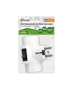 NIMO Adaptador Red 3 Tomas Con Interruptor Blanca MEL105