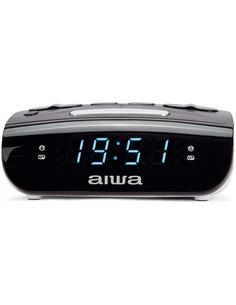 AIWA Radio Reloj Despertador CR-15 Con Doble Alarma, 20 Presintonias Negra