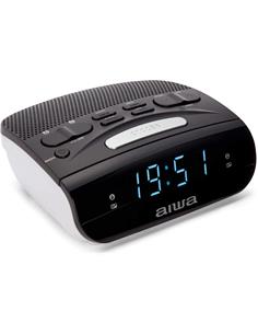 AIWA Radio Reloj Despertador CR-15 Con Doble Alarma, 20 Presintonias Negra