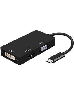 AISENS Convertidor Tipo C/M a DVI/H HDMI/H VGA/H Negro 15Cms A109-0343