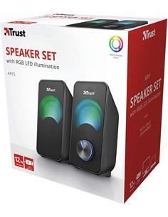 TRUST Altavoces Estereo Para PC ARYS Usb Con Luz led RGB 12W (6w RMS) nEGRO
