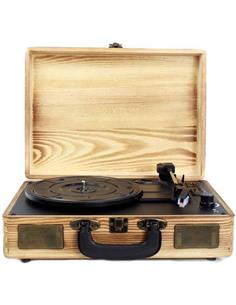 PRIXTON Tocadisco De Madera WOOD VC400 Con Bt, Lector Micro SD, Pendrive y Radio