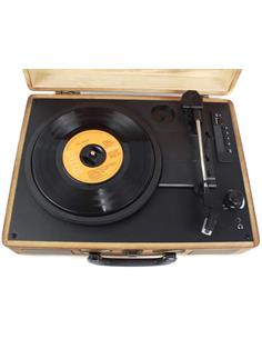 PRIXTON Tocadisco De Madera WOOD VC400 Con Bt, Lector Micro SD, Pendrive y Radio