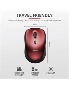 TRUST Raton Inalambrico YVI Usb 800/1600Dpi Rojo