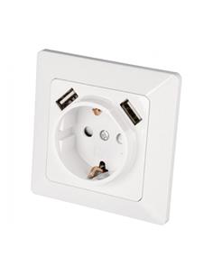 ARCAS Enchufe Schuko MEL079 De Empotrar 16Am+2xUsb Blanco