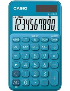 CASIO Calculadora Solar SL-310UC-BU Azul 10 Digitos Con Pilas
