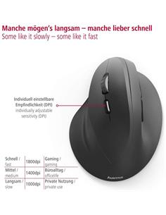 HAMA Raton Optico Inalambrico EMW-500L Ergonomico Para Zurdos 1000/1400/1800 Dpi Negro 182697