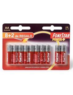 FONESTAR Pack 10 (8+2) Pilas Alkalina AA 2450 ma1.5V LR6