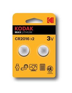 KODAK Pack de 2 Pilas Boton CR2016 MAX Litio 3V