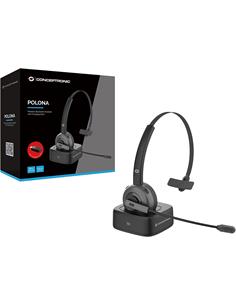 CONCEPTRONIC Auricular Bluetooth De Casco Monoaural Con Base POLONA Negro