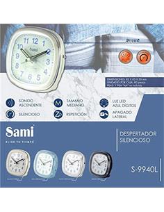SAMI S-9940L Reloj Despertador Analogico Silencioso