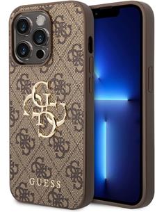 GUESS Carcasa Iphone 14 Pro Max Trasera 4G Marron Con Logo