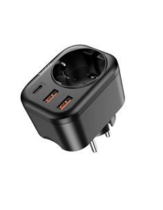 HOCO Enchufe 1 Toma Con 3xUsb+1xTipo C NS3 4000W Negro