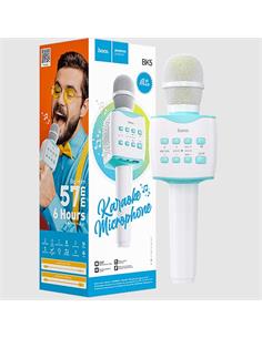 HOCO Microfono Karaoke Bluetooth Blanco Azul Con Altavoz Incorporado BK5 Usb,Aux In