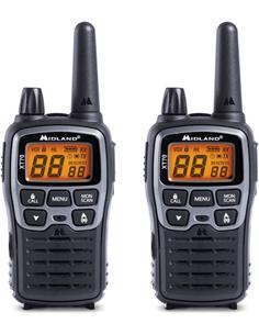 MIDLAND Pareja Wakies Bibanda PMR446/LPD XT70 12Km/16 Canales Con Pinganillos Negro/Plata