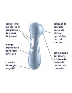 SATISFYER Pro 2 Azul Air Pulse Impermeable IPX7,Modo Silencio,11 Programas,Recargable