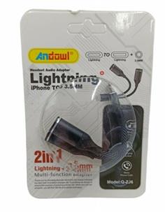 ANDOWL Adaptador Lightning/M a Lightning/H Jack/H 3.5mm Q-ZJ6