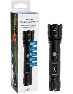 PNI Linterna Led Compacta PNI Adventure F10 Recargable 500 Lumenes,200Mtrs 6W IPX4