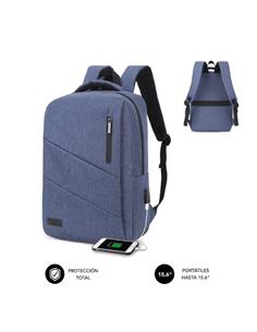 SUBBLIM Mochila Para Portatil 15.6" City BackPack Azul Con Conector Usb Para Cargar