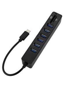 ANDOWL Hub Tipo C/M Con 6xUsb 3.0 Con Lector Tarjeta SD y Micro SD Q-HU300B Negro