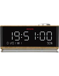 AIWA Radio Despertador con Altavoz Bluetooth CR-90BT Madera