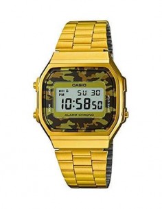 CASIO COLECCION A168WEGC-5EF Reloj Digital Acero Inoxidable Dorado,diseño camuflage, Fecha, Alarma,