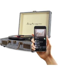 PRISTON Tocadisco Grabador Con Bluetooth/USB/FM/TF VC400 Fabric Tela Gris