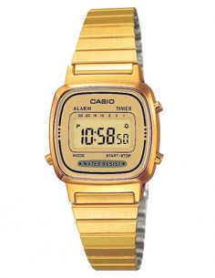 CASIO COLECCION LA670WEGA-9EF Reloj Digital, Acero Inoxidable Dorado, Fecha, Alarmas, Resistente al