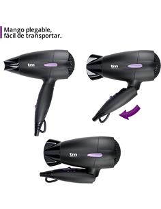 TM ELECTRON Secador De Pelo Viaje 1500W Plegable TMHD110 Negro