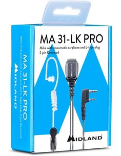 MIDLAND Micro Auricular MA 31-LK PRO 2 Pines Cable Rizado Transparente Compatible Con KENWOOD
