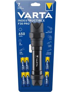VARTA Linterna Indestructible F30 PRO 650 Lumenes, 279Mtrs, Resistente a Golpes, IP 67 A Pilas