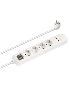 NIMO Regleta 4 Tomas Con Proteccion +2xUsb 16A 3680W 1.5Mtrs Cable Blanco MEL261