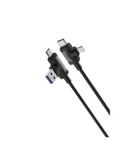 XO Cable Datos 4 En 1 Usb-C/Lightning a Usb/Usb-C 60W 1Mtrs Negro XO-NB237