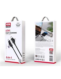 XO Cable Datos 4 En 1 Usb-C/Lightning a Usb/Usb-C 60W 1Mtrs Negro XO-NB237