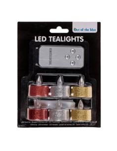 OUT OF THE BLUE Pack 6 Velas Led Purpurina Con Mando 100916