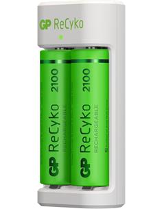 GP Cargador USB AA/AAA Con Pack 2 Pilas AA 2100Mah