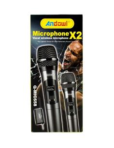 ANDOWL Pack 2 Microfonos Inalambricos COn Receptor Jack 6.3mm Q-MIC558