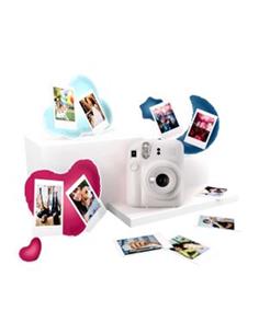 FUJIFILM Camara de Fotos Intant INSTAX MINI 12 Blanca + 1 Pack de 10 Fotos+ 3 Portafoto Best Memori