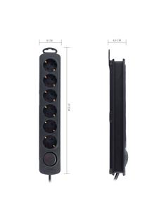 TM ELECTRON Regleta 6 Enchufes Con Interruptor TMUAD206 Negro