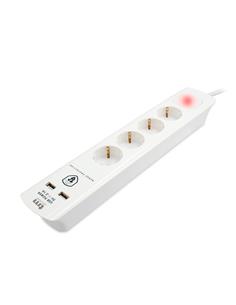 TM ELECTRON Regleta 4 Enchufes Con 2xUsb Blanco y Interruptor TMUAD304 Blanco