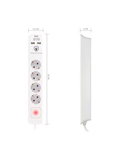 TM ELECTRON Regleta 4 Enchufes Con 2xUsb Blanco y Interruptor TMUAD304 Blanco