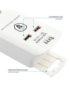 TM ELECTRON Regleta 4 Enchufes Con 2xUsb Blanco y Interruptor TMUAD304 Blanco